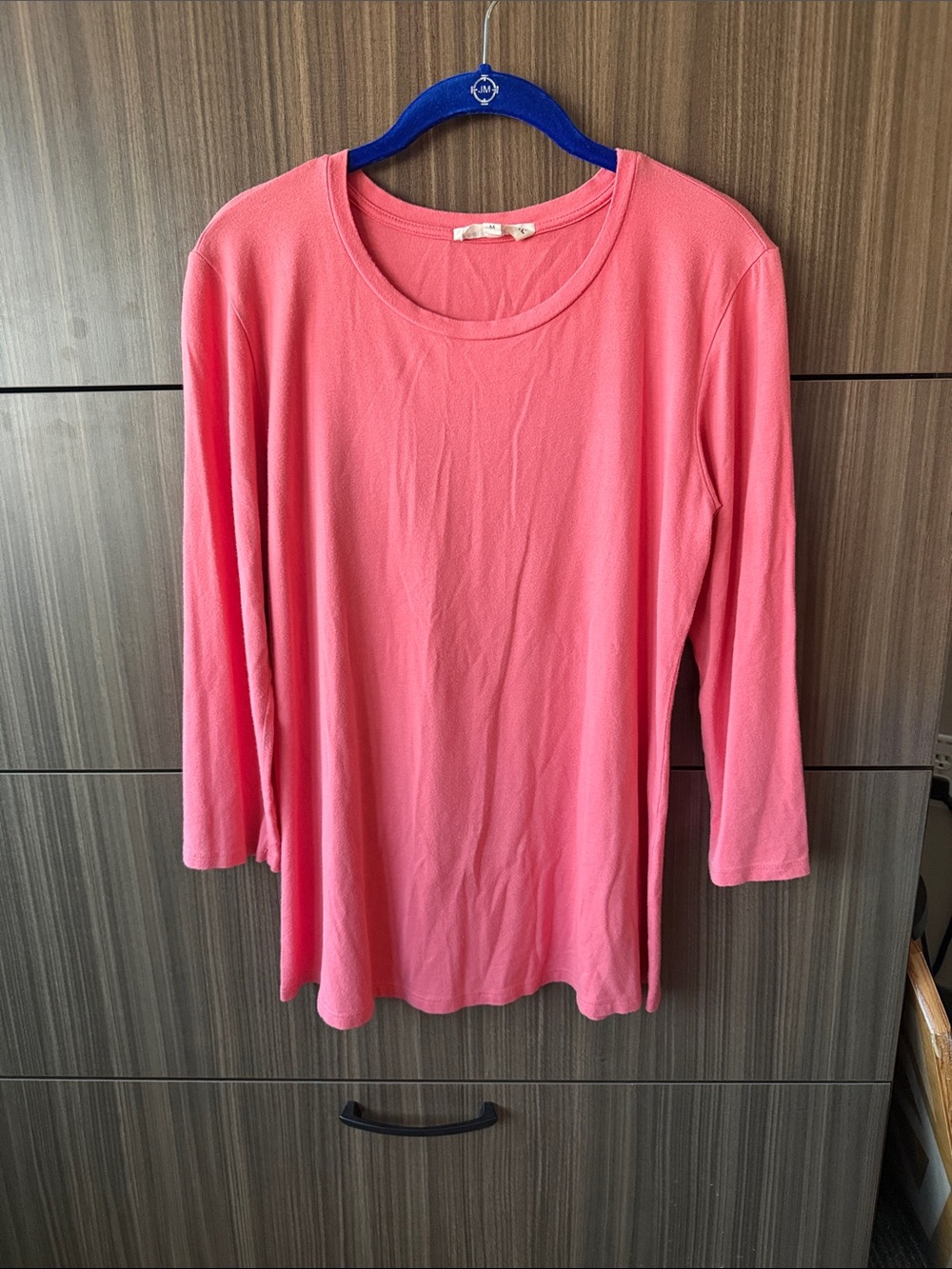 Johnny Was Calme Coral Pink Long-Sleeve Scoop Neck Top